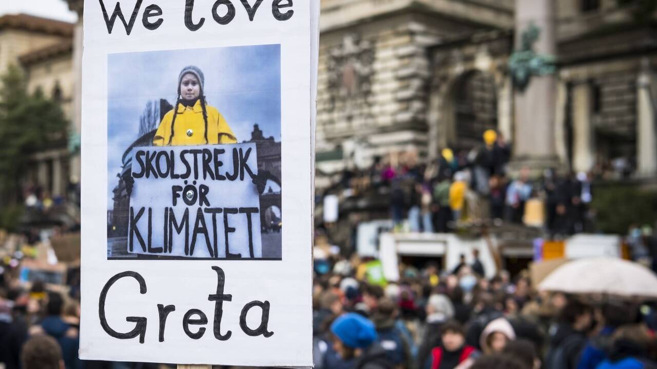 Solidarität für Aktivistin Greta Thurnberg in Lausanne. 
