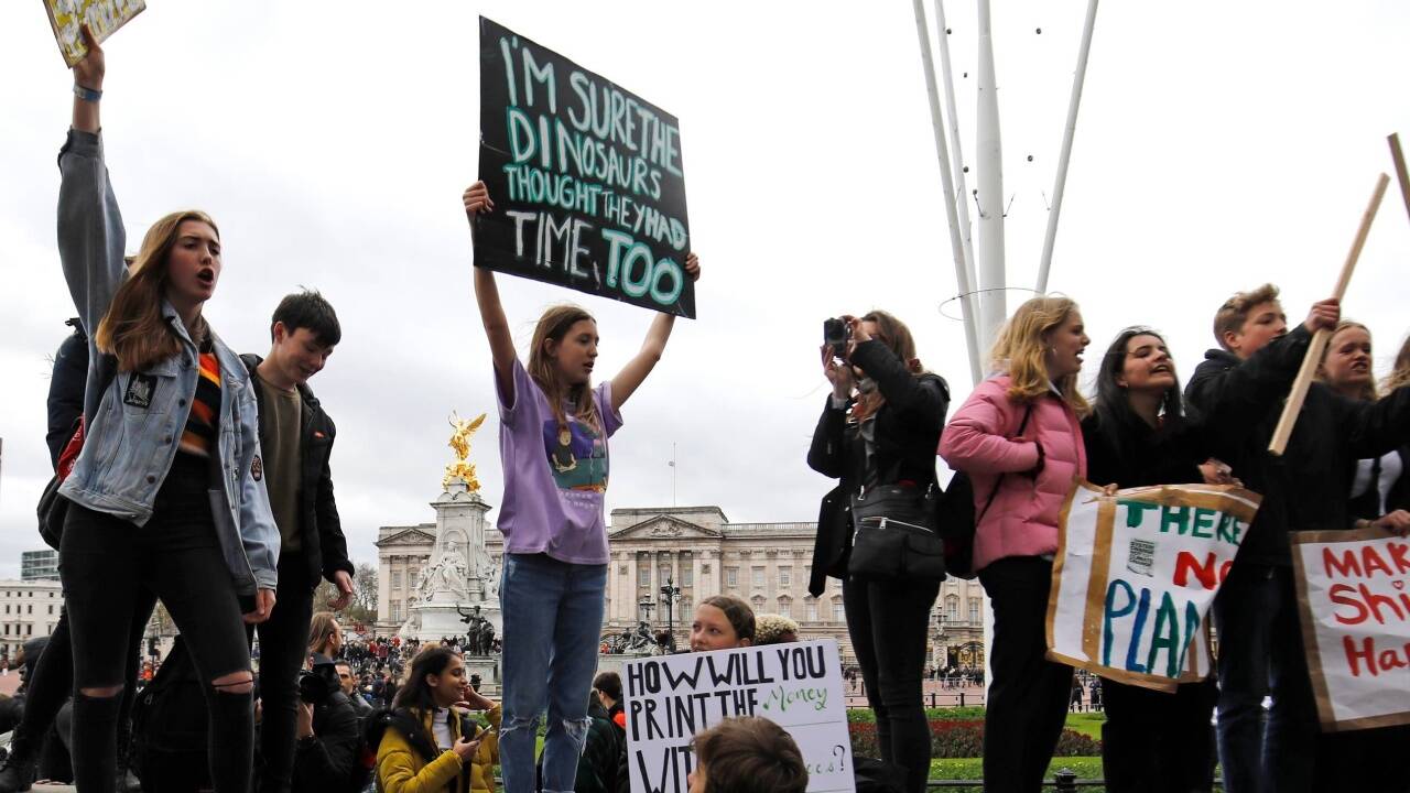 Demonstranten in London. 