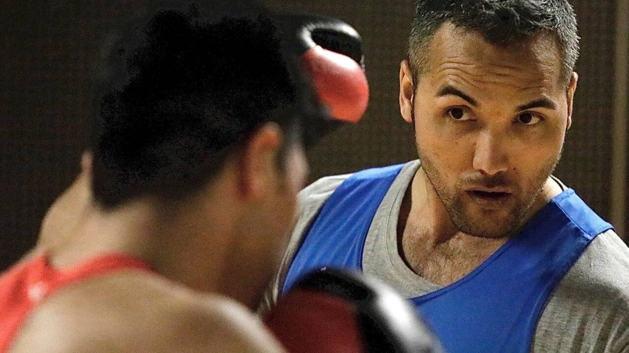 Sparring vor der Salzburger Landesmeisterschaft in Grödig: Jalal Khomeyrani, Schwergewichtler vom ASVÖ Oberndorf.  