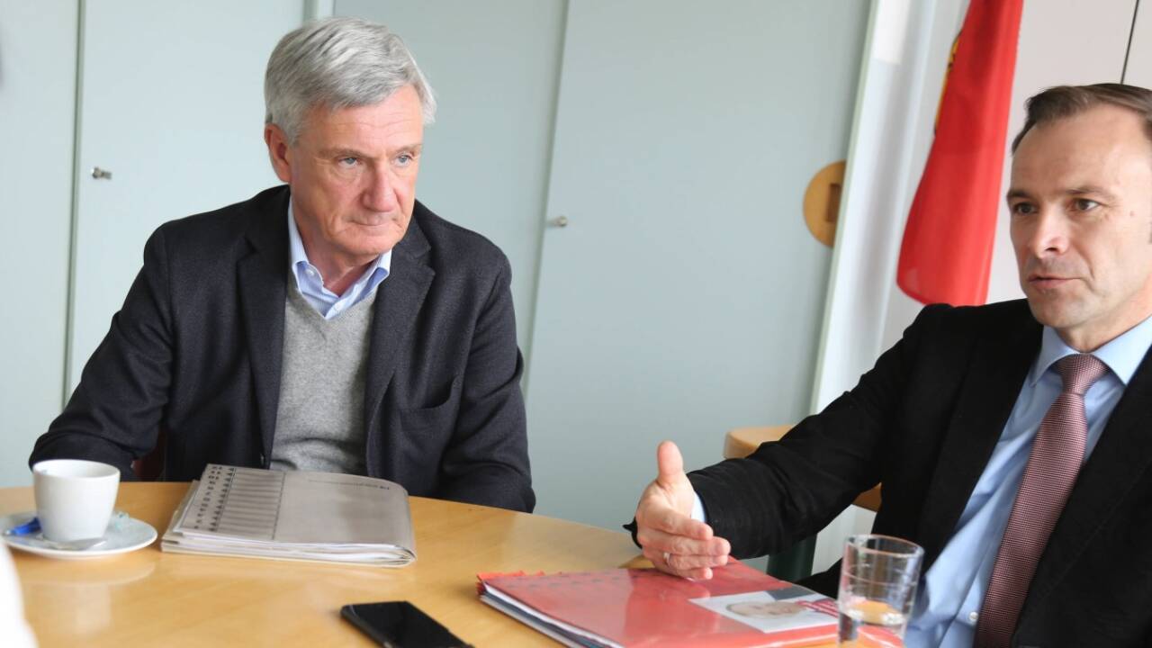 Harald Preuner (ÖVP) und Bernhard Auinger (SPÖ) beim letzten Aufeinandertreffen vor der Stichwahl.  