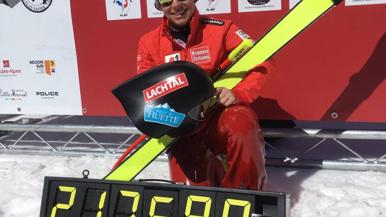 Nicole Schmidhofer war mit ihrer Rekordfahrt vollauf zufrieden.  Nicole Schmidhofer war mit ihrer Rekordfahrt vollauf zufrieden.