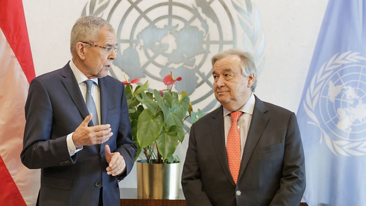 Bundespräsident Alexander Van der Bellen und UN-Generalsekretär Antonio Guterres am Mittwoch, 27. März 2019, anlässlich eines Treffens im Vorfeld des UNO-Klimaschutz-Treffens in New York.  Bundespräsident Alexander Van der Bellen und UN-Generalsekretär Antonio Guterres am Mittwoch, 27. März 2019, anlässlich eines Treffens im Vorfeld des UNO-Klimaschutz-Treffens in New York.
