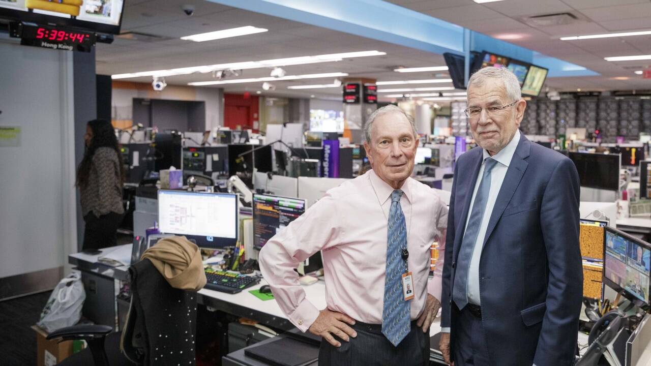 Der ehemalige New Yorker Bürgermeister Michael Bloomberg und Bundespräsident Alexander Van der Bellen am Mittwoch, 27. März 2019, anl. eines Treffens im Vorfeld des UNO-Klimaschutz-Treffens in New York.  Der ehemalige New Yorker Bürgermeister Michael Bloomberg und Bundespräsident Alexander Van der Bellen am Mittwoch, 27. März 2019, anl. eines Treffens im Vorfeld des UNO-Klimaschutz-Treffens in New York.