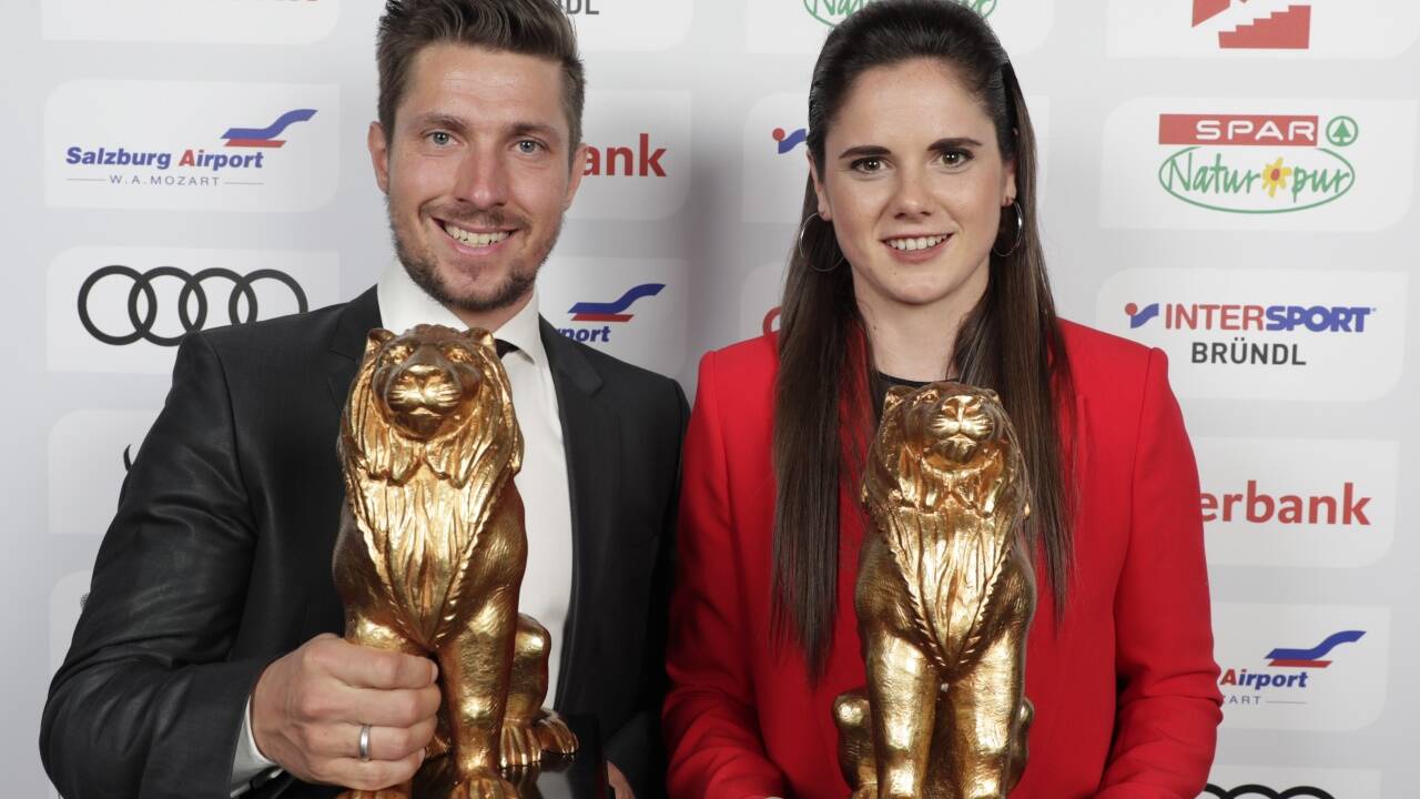 Sie holten die goldenen Löwen: Sarah Zadrazil und Marcel Hirscher. 