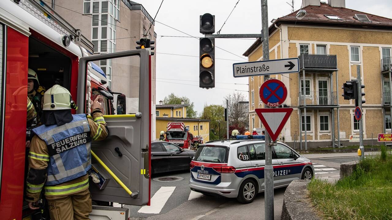 Feuerwehreinsatz in Salzburg-Itzling. 