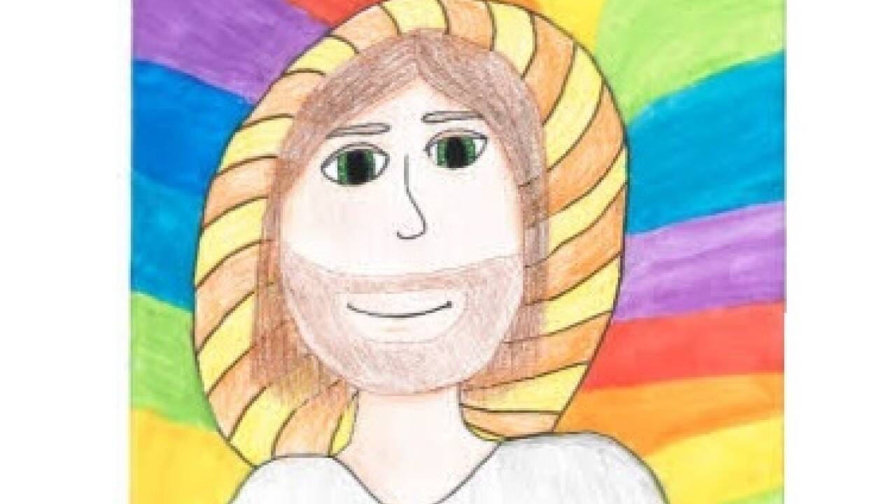 Ein kunterbunter Jesus von Elina aus der 4a-Klasse der Volksschule Obertrum.   Ein kunterbunter Jesus von Elina aus der 4a-Klasse der Volksschule Obertrum.