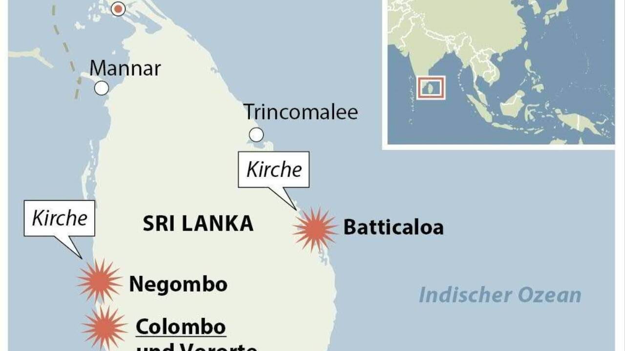 Soldaten vor der Antonius-Kirche in Colombo nach dem Anschlag.   Soldaten vor der Antonius-Kirche in Colombo nach dem Anschlag.