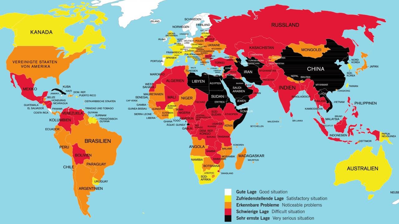 Je heller das Land, desto besser die Lage der Pressefreiheit. Österreich hat seine weiße Weste verloren. 