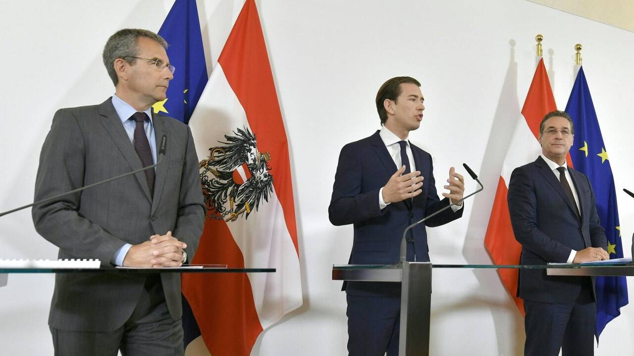 Finanzminister Hartwig Löger, Kanzler Sebastian Kurz und Vizekanzler Heinz-Christian Strache. 