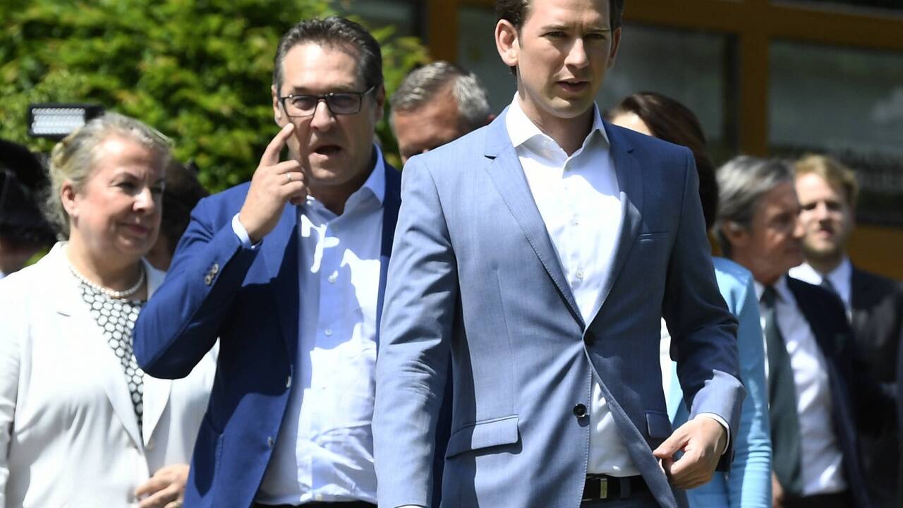 Vizekanzler Heinz Christian Strache und Bundeskanzler Sebastian Kurz (R.) vor Beginn der Regierungsklausur am Sonntag, 27. Mai 2018, in Mauerbach.   Vizekanzler Heinz Christian Strache und Bundeskanzler Sebastian Kurz (R.) vor Beginn der Regierungsklausur am Sonntag, 27. Mai 2018, in Mauerbach.