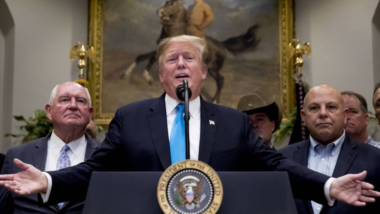 US–Präsident Donald Trump ließ sich bei einer Pressekonferenz von seinen Mitarbeitern bestätigen, dass er eine besonnene und ruhige Person ist.  US–Präsident Donald Trump ließ sich bei einer Pressekonferenz von seinen Mitarbeitern bestätigen, dass er eine besonnene und ruhige Person ist.