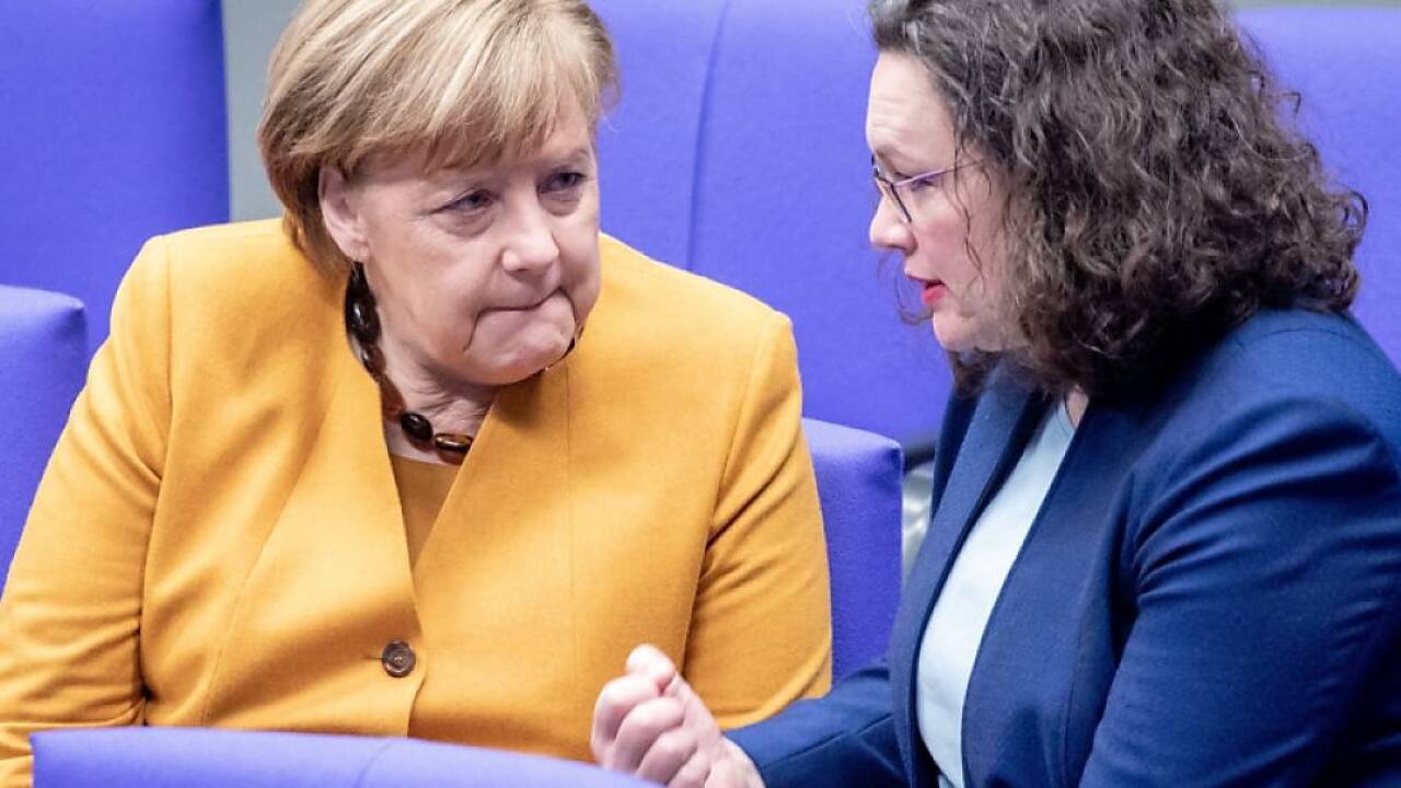 Kanzlerin Merkel mit SPD-Chefin Nahles  Kanzlerin Merkel mit SPD-Chefin Nahles