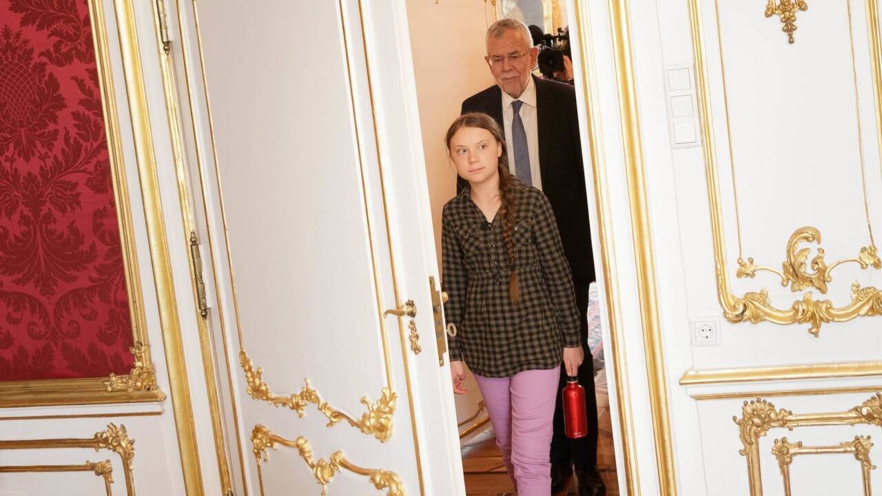 Greta Thunberg bei Bundespräsident Alexander van der Bellen. 
