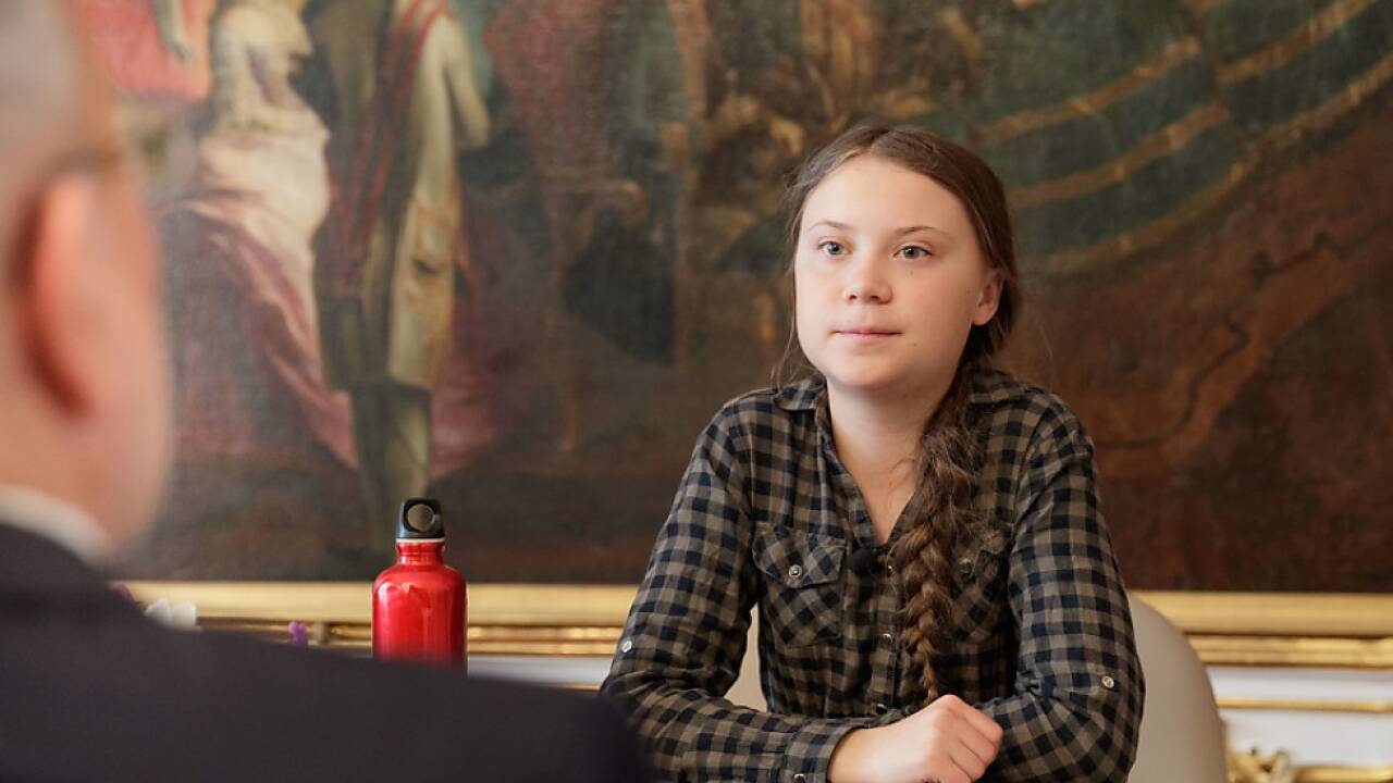 Greta Thunberg bei Bundespräsident Alexander van der Bellen. 