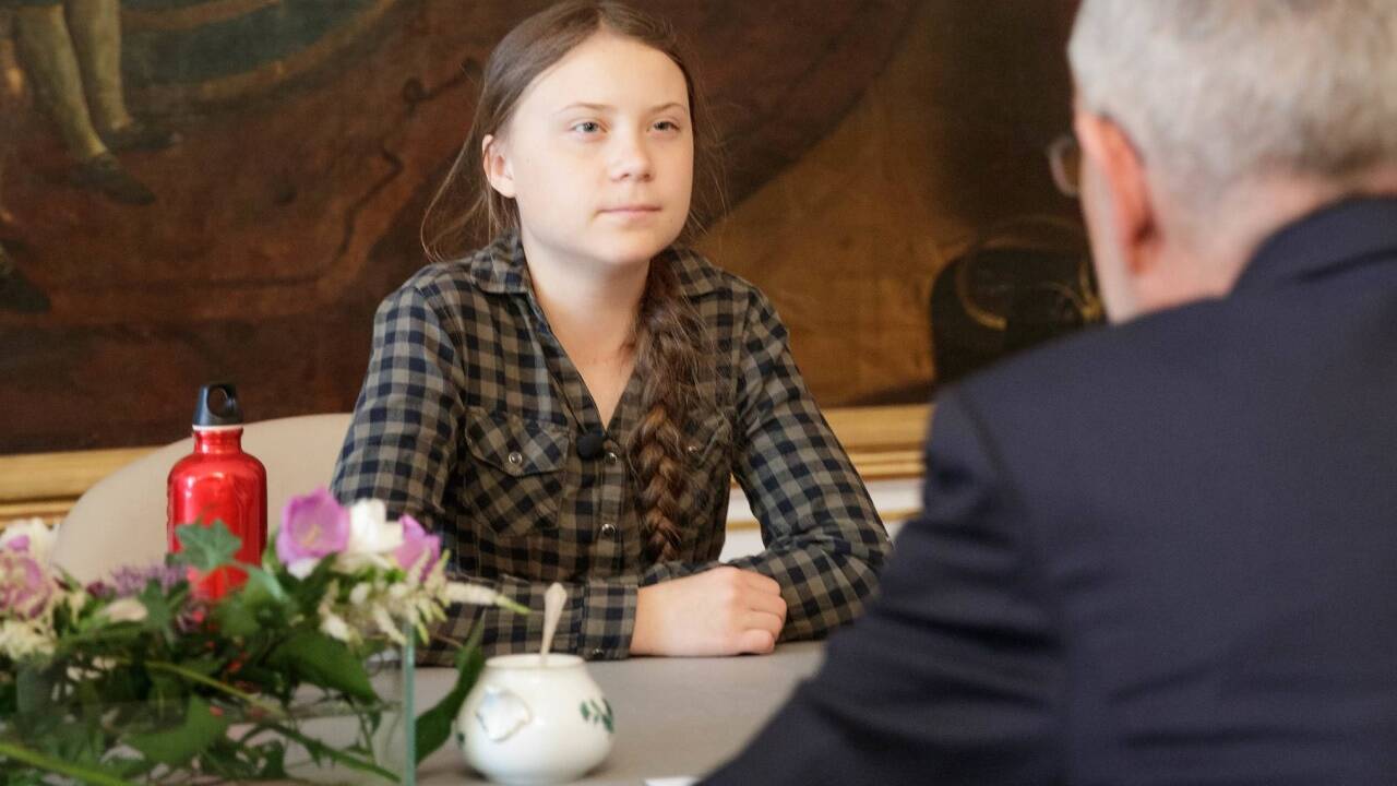 Greta Thunberg bei Bundespräsident Alexander van der Bellen. 