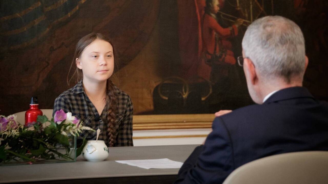 Greta Thunberg bei Bundespräsident Alexander van der Bellen. 