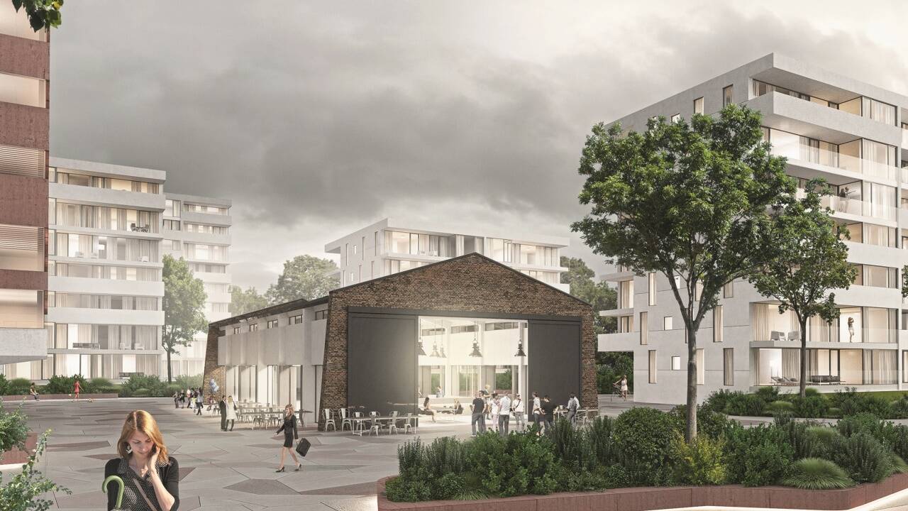 Den Wettbewerb für das DHK-Areal haben die Büros kofler architects (Wohnteil) sowie LP architektur (Gewerbeteil) gewonnen. Blickfang des Projekts ist eine alte Lkw-Garage, die stehen bleiben und als Kommunikationszentrum samt Café fungieren wird. 
