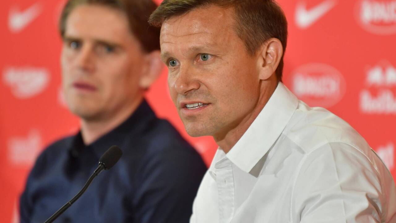 Christoph Freund und dem neuen Trainer Jesse Marsch 