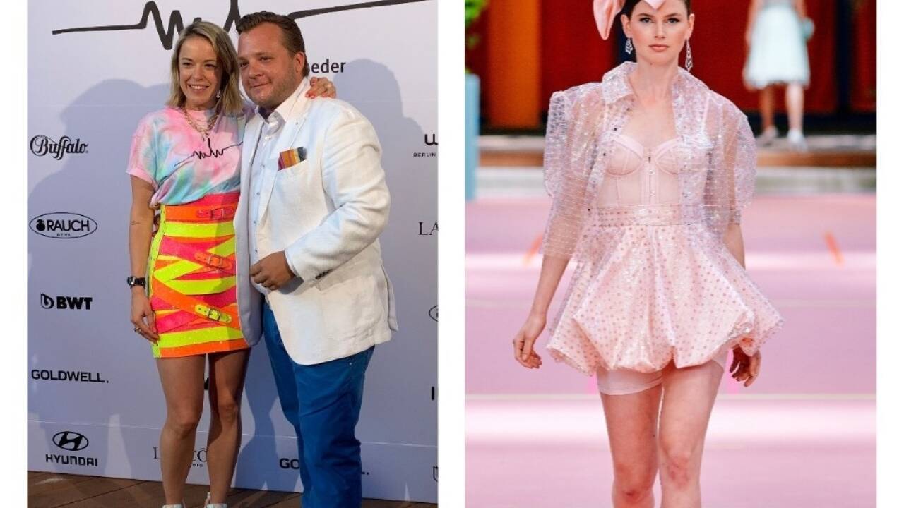 Marina Hoermanseder mit Palmers-Vorstand Luca Wieser. 