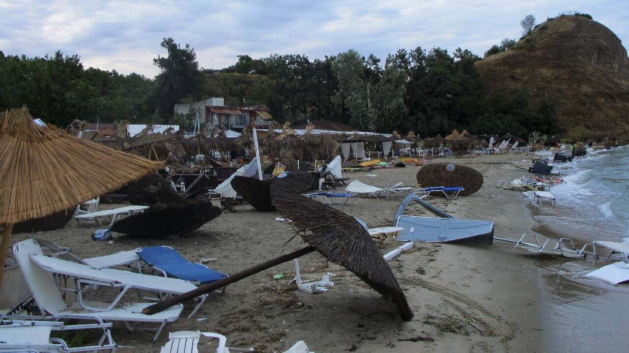 Große Unwetterschäden in Chalkidiki – hier Vergia. 