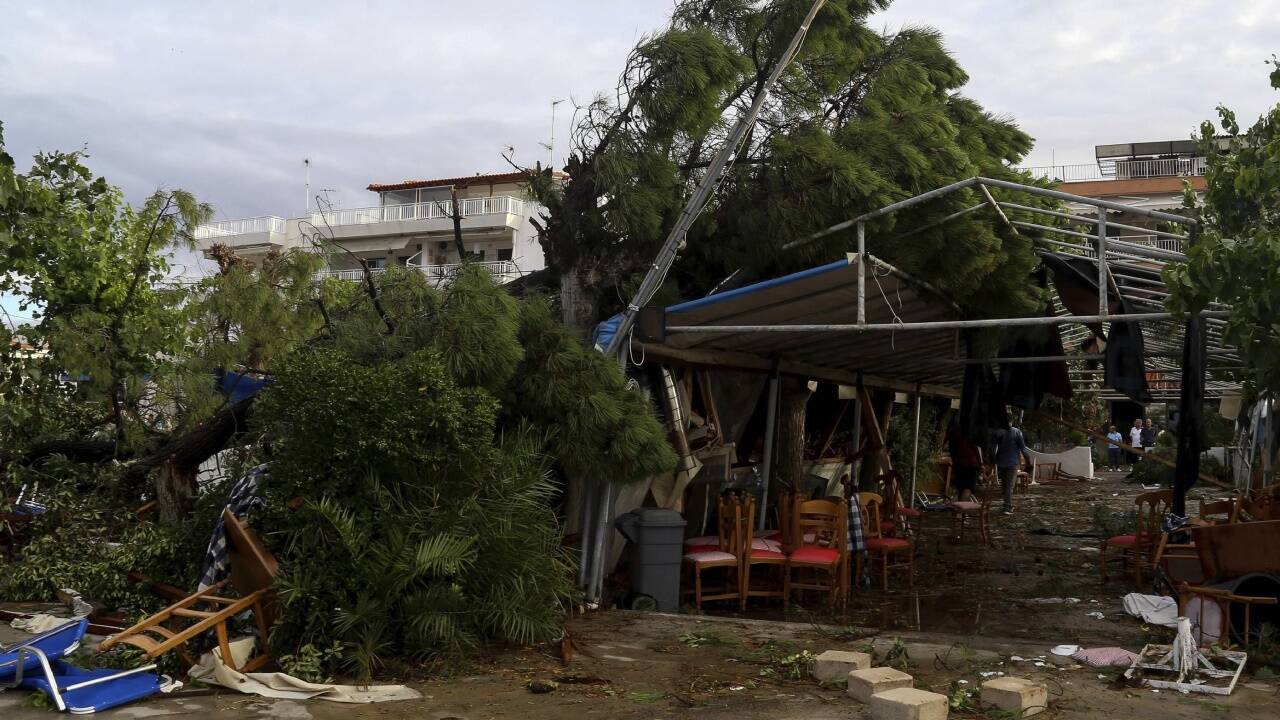 Große Unwetterschäden in Chalkidiki – hier Nea Plagia. 