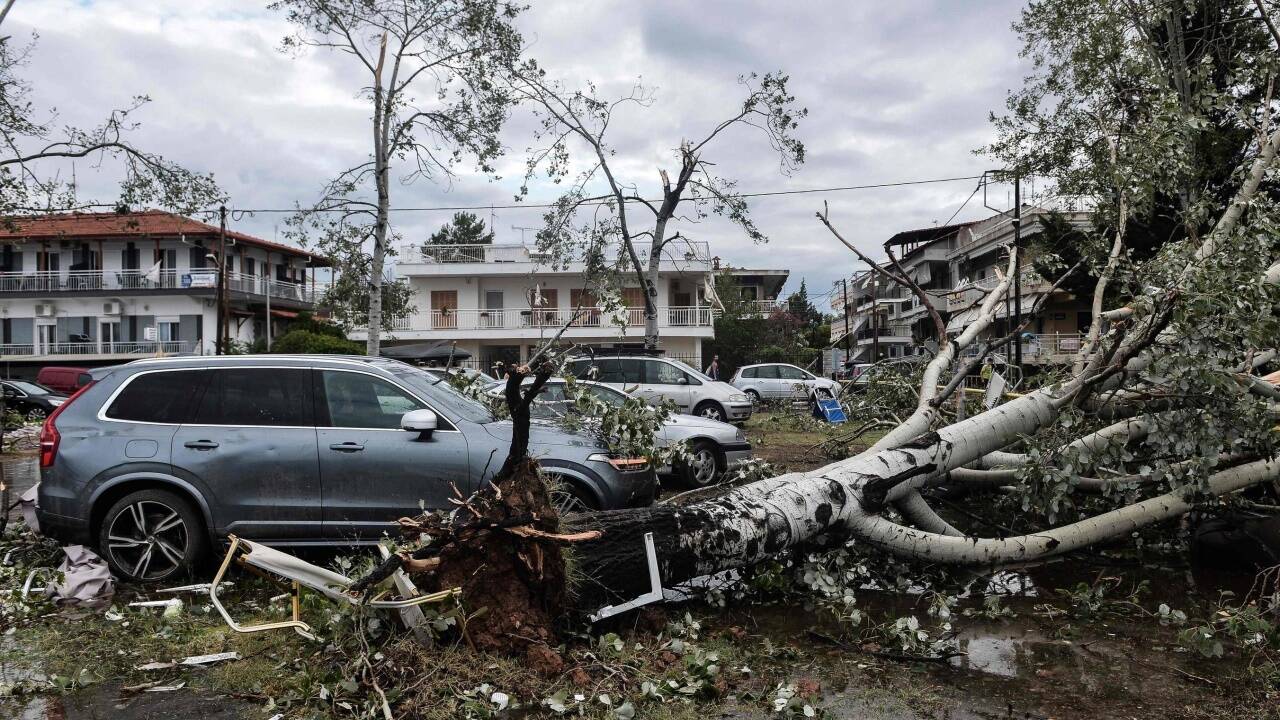 Große Unwetterschäden in Chalkidiki – hier Nea Plagia. 