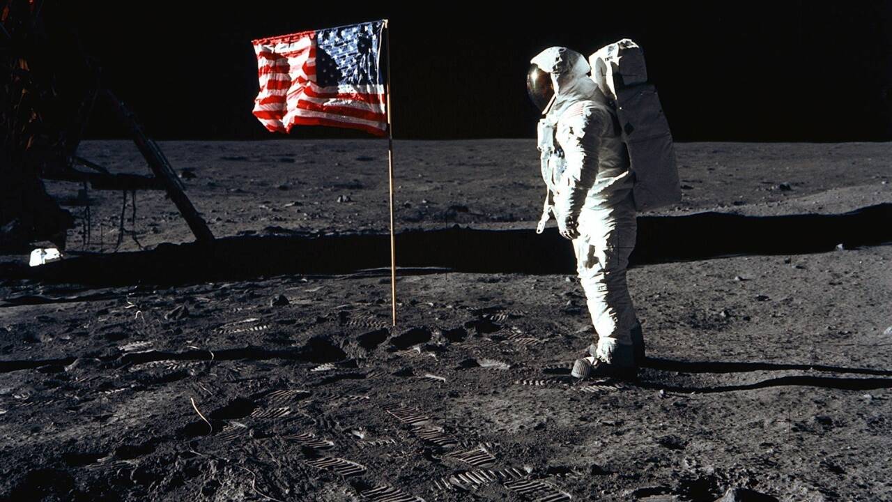 Ein großer Schritt für die Menschheit: Hier steht Buzz Aldrin im „Meer der Ruhe“ auf dem Mond.  
