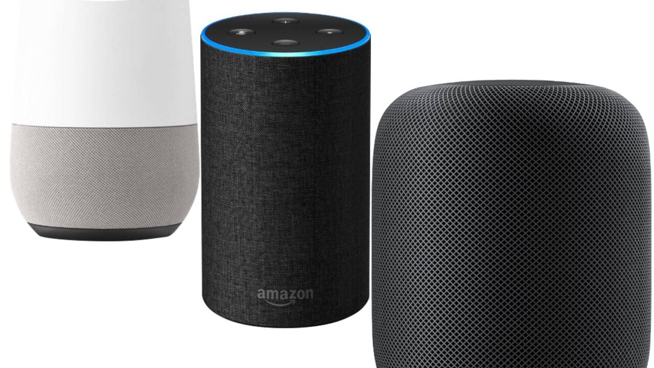 Bequeme Helfer, die immer mithören: Google Home, Amazon Echo und Apples HomePod. Bequeme Helfer, die immer mithören: Google Home, Amazon Echo und Apples HomePod.