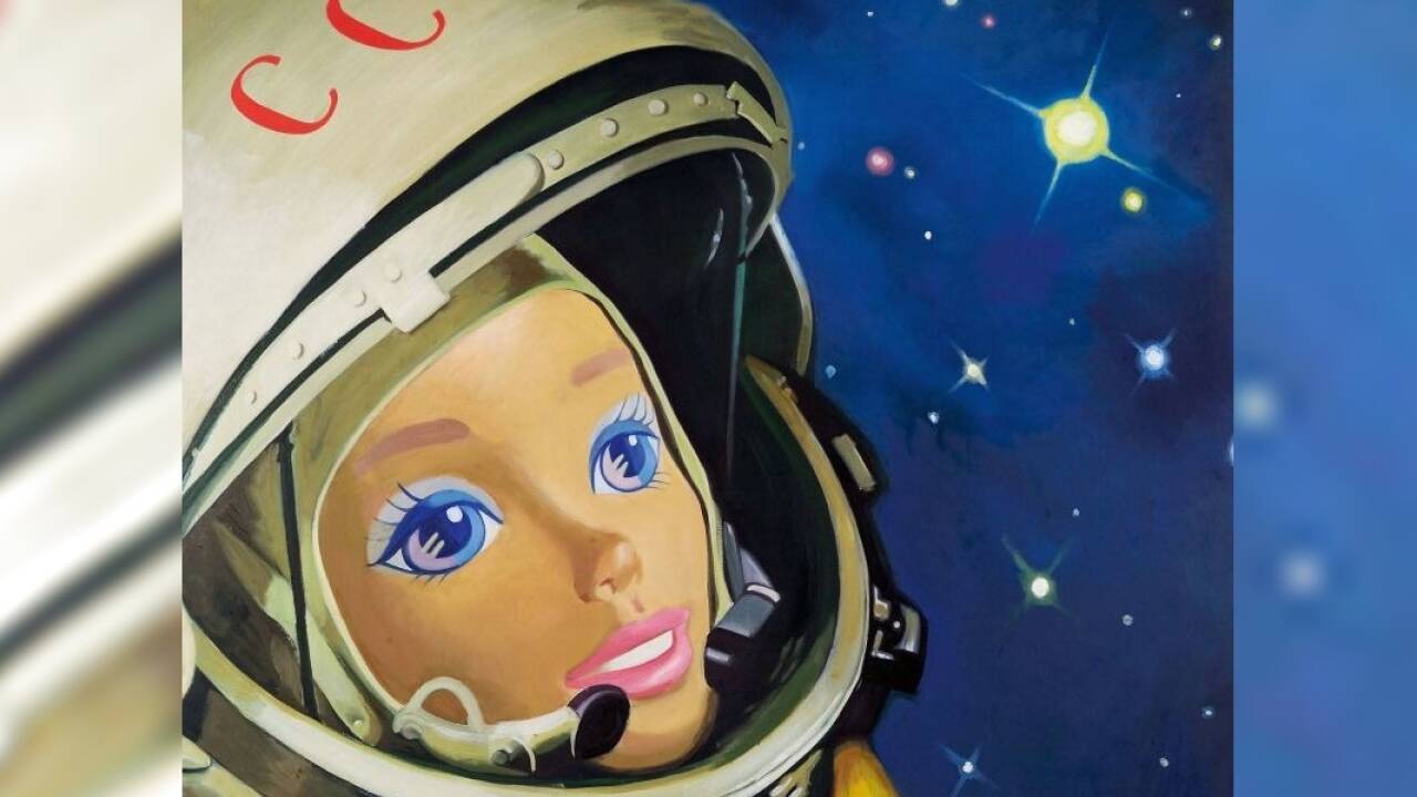 Space-Barbie verschmilzt mit Gagarin-Ikone. 