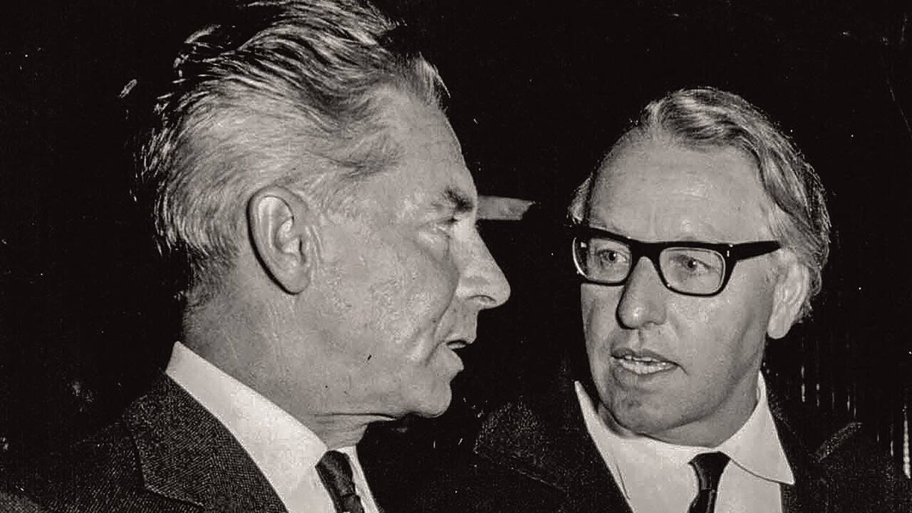 Herbert von Karajan und Wieland Wagner in Bayreuth 
