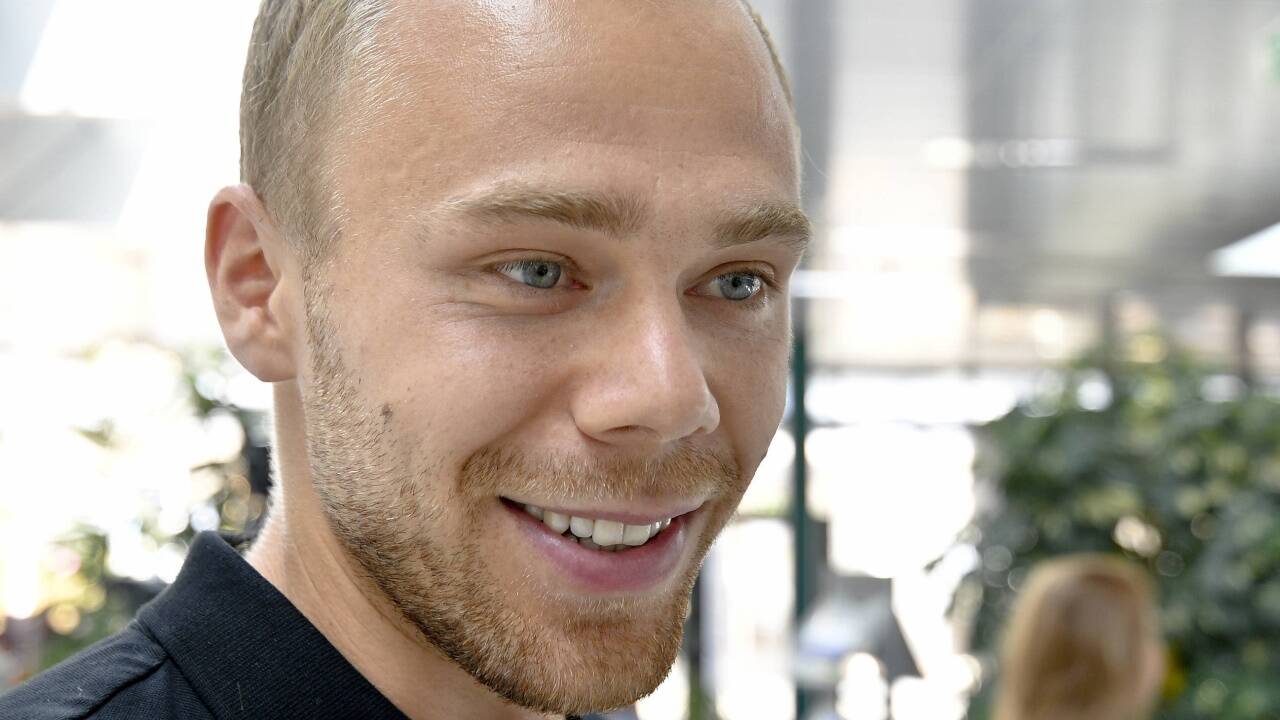 Torhüter Alexander Schlager (LASK) vor der Abreise nach Brügge am Dienstag, 27. August 2019, am Flughafen Linz. 