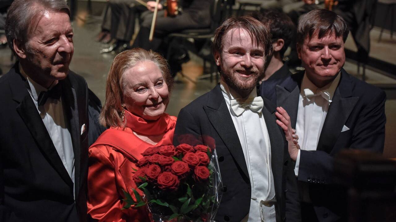 Intendant Peter Ruzicka, Eliette von Karajan, Daniil Trifonov und Christian Thielemann.  