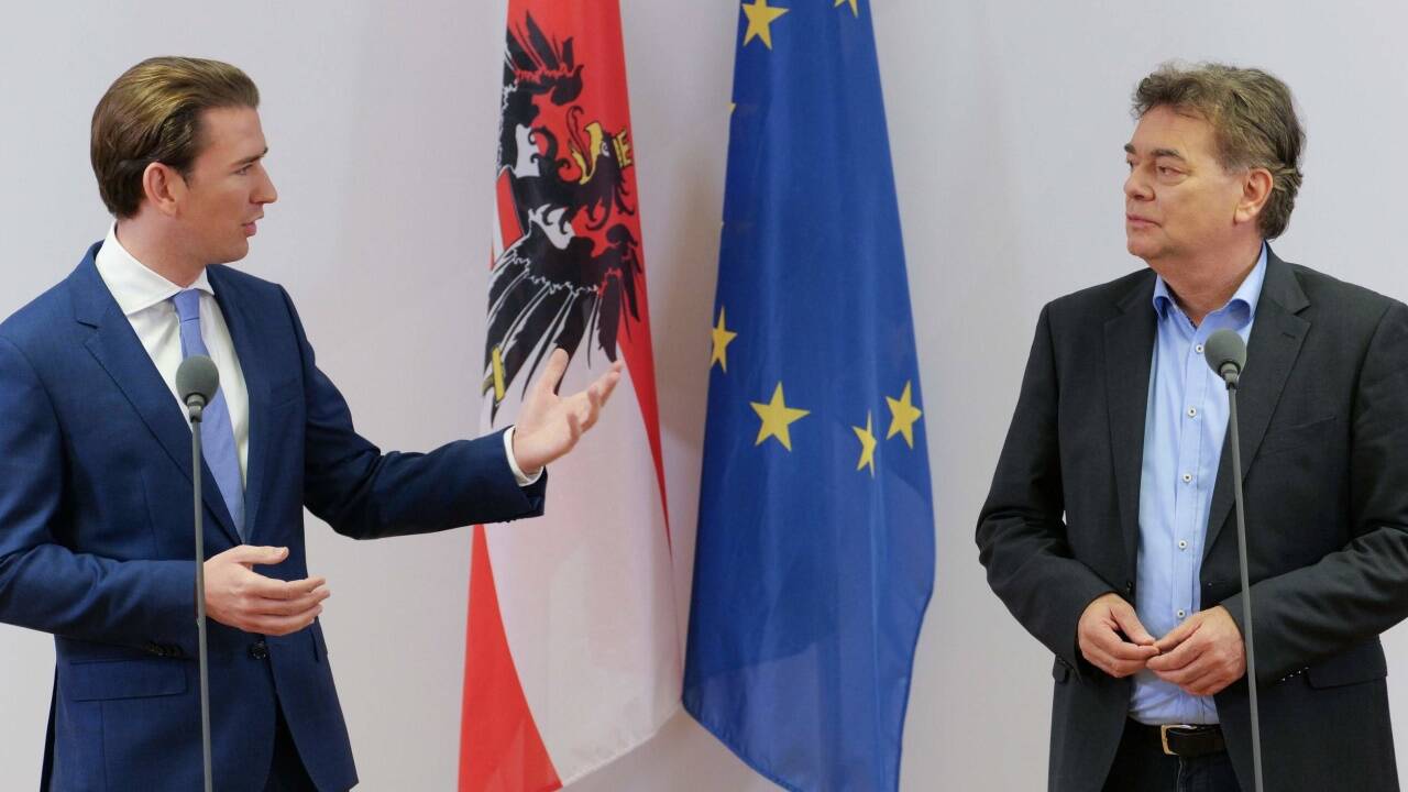 ÖVP-Chef Sebastian Kurz und Grünen-Chef Werner Kogler stellten sich erstmals gemeinsam den Medien. 
