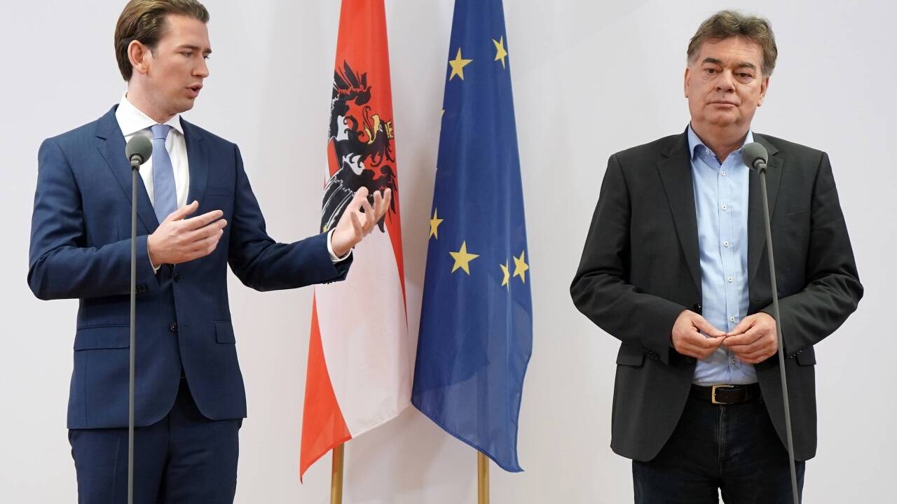 ÖVP-Chef Sebastian Kurz und Grünen-Chef Werner Kogler stellten sich erstmals gemeinsam den Medien. 