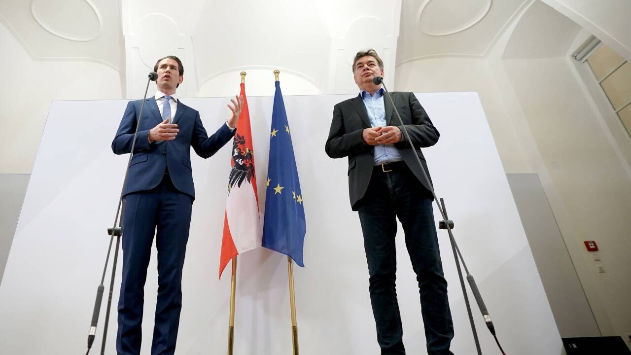 ÖVP-Chef Sebastian Kurz und Grünen-Chef Werner Kogler stellten sich erstmals gemeinsam den Medien. 