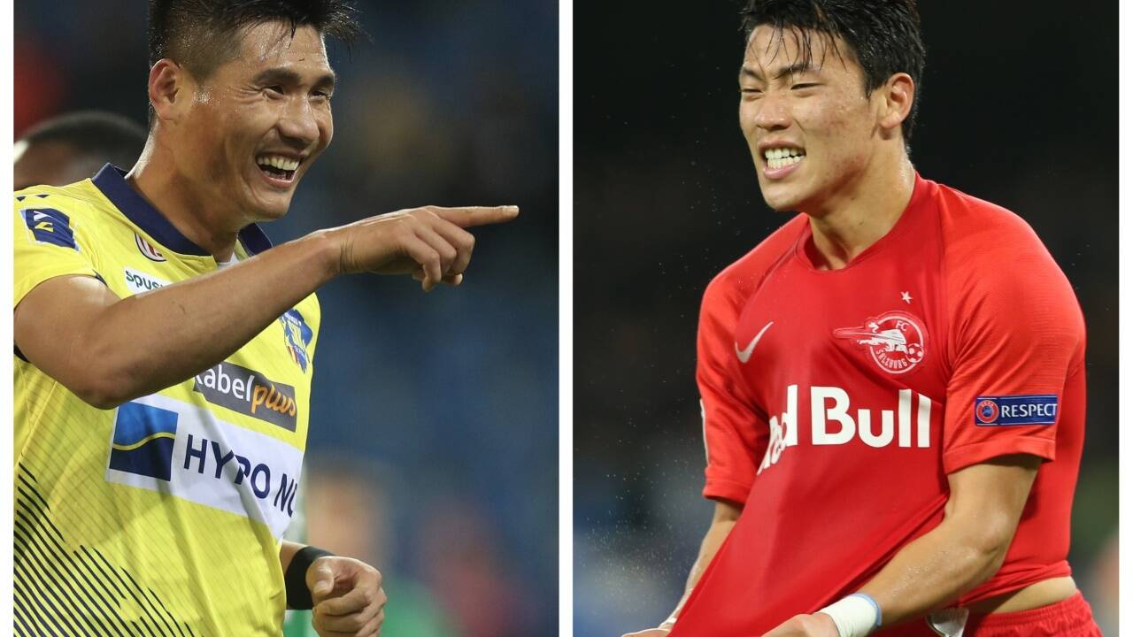Kwang-Ryong Pak (St.Pölten) und Hee-Chan Hwang (Salzburg). Kwang-Ryong Pak (St.Pölten) und Hee-Chan Hwang (Salzburg).