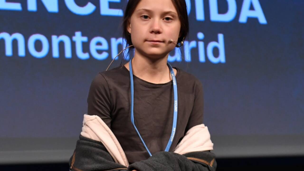 Greta Thunberg bei einem Auftritt vor der Presse in Madrid 