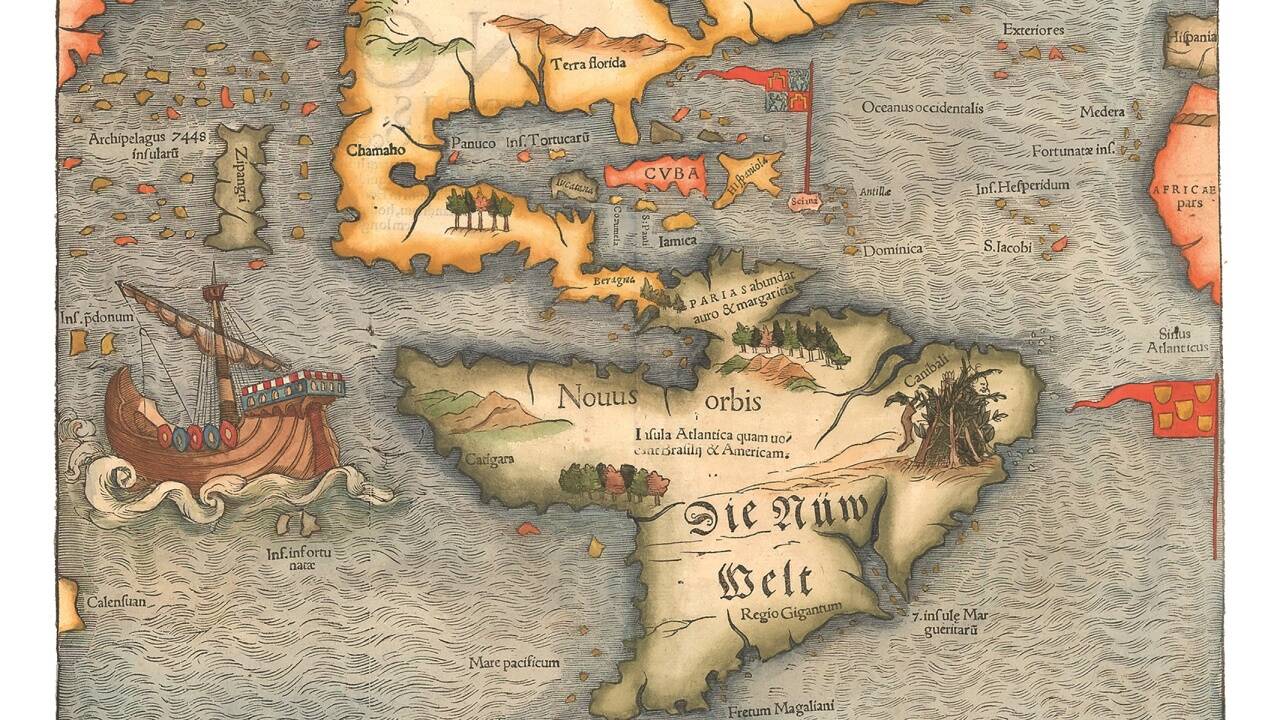  Sebastian Münsters Ansicht der Neuen Welt (1554).   