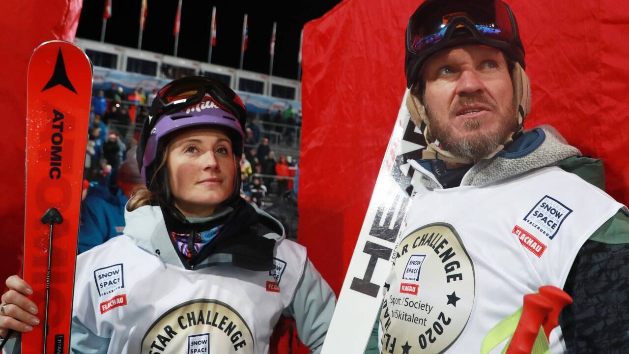 Meeting der Ski-Pensionisten: Michaela Kirchgasser und Hermann Maier.  