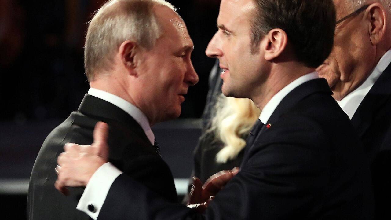 Russlands Präsident Wladimir Putin und der französische Präsident Emmanuel Macron. 