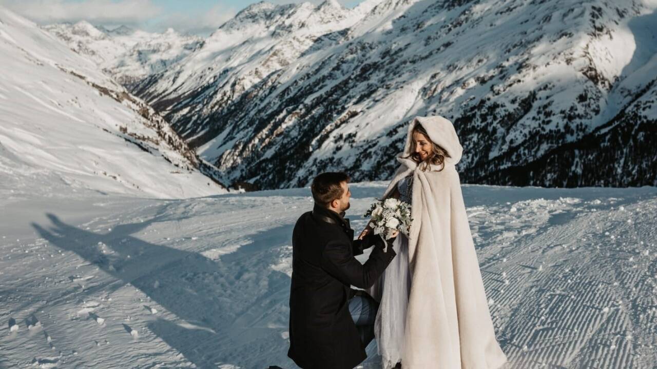 Eine von Ehepaar Fiausch organisierte Wintertraumhochzeit in Vent in Tirol.  