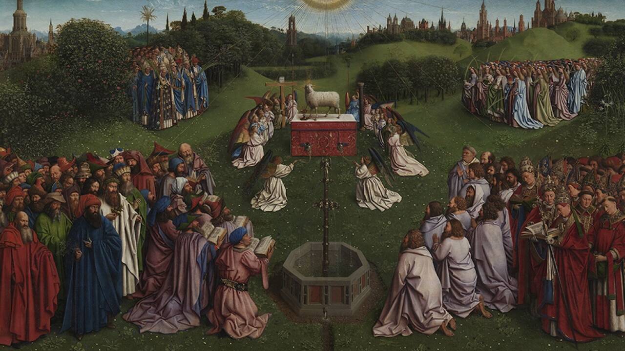 Der Altar aus 1432 mit dem Titel „Die Anbetung des Lamm Gottes“ in der St.-Bavo-Kathedrale in Gent ist das Meisterwerk der Brüder Jan und Hubert van Eyck. Wegen des touristischen Andrangs bekommt er heuer ein neues Besucherzentrum, das – gemeinsam mit den bis dahin zurückkehrenden restaurierten Altartafeln – am 8. Dezember 2020 eröffnet werden wird.  