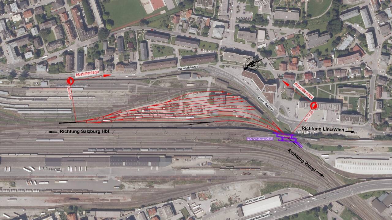 Dort wo sich derzeit noch ein Gebäudekomplex befindet, entstehen bis Mitte 2021 neun zusätzliche Abstellgleise für Nah- und Fernverkehrszüge.  