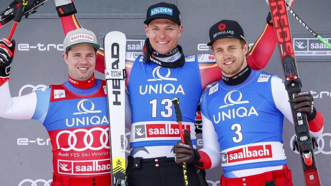 Das Podest: Feuz, Dreßen, Caviezel. 