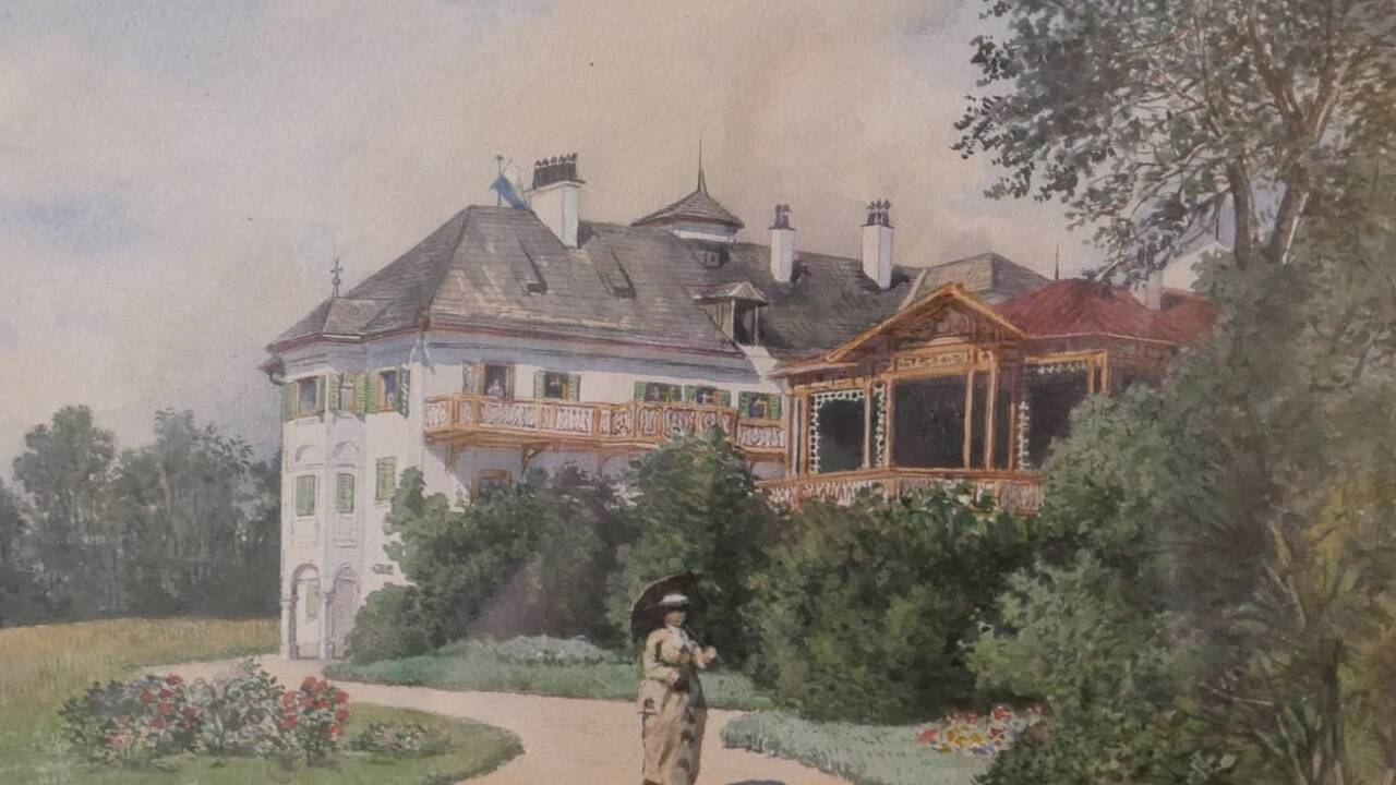 Das Schloss Weitwörth in einer historischen Ansicht. Das Bild stammt von Wilhelmine Auersperg.  