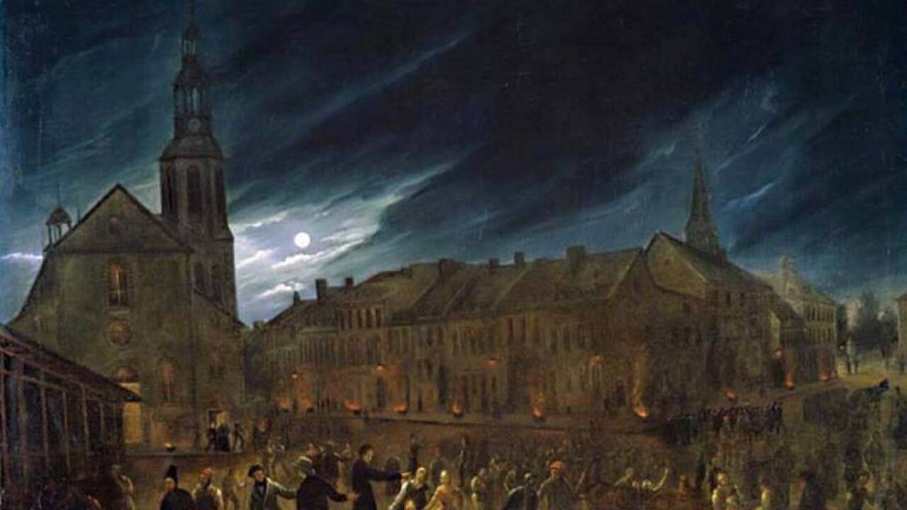 Cholera in Québec, 1832. Zeitgenössisches Gemälde.  