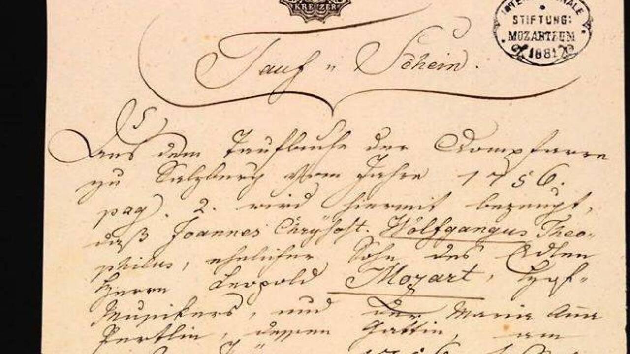 Mozarts Taufschein Mozarts Taufschein