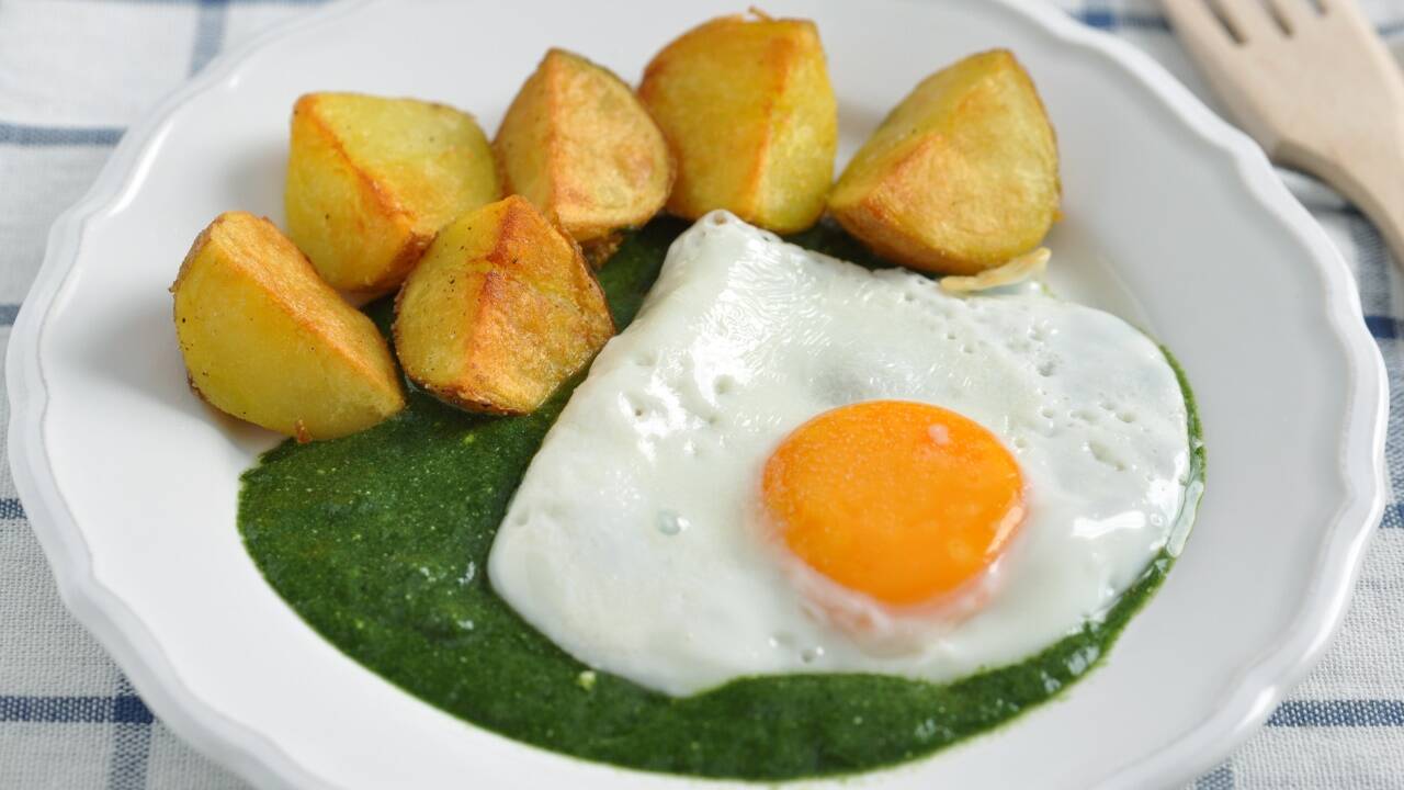 Spinat, Kartoffel, Spiegelei 