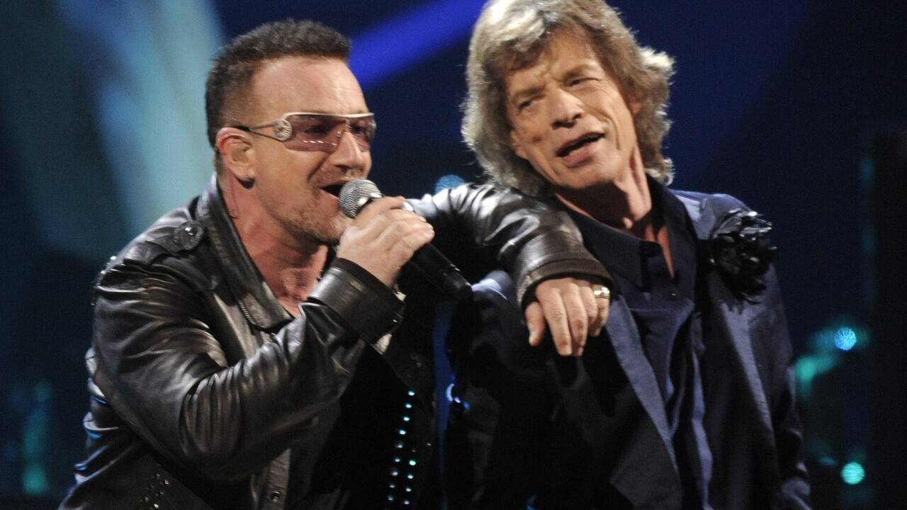 Bono und Mick Jagger, 2009. 