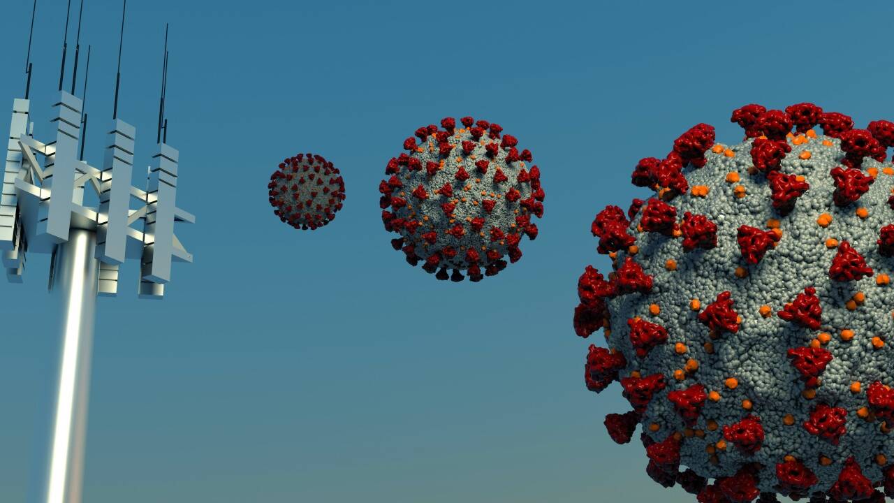 Eine der derzeitigen Verschwörungstheorien besagt, dass die Ausbreitung des Coronavirus mit dem Ausbau der 5G-Anlagen zusammenhängt. Eine der derzeitigen Verschwörungstheorien besagt, dass die Ausbreitung des Coronavirus mit dem Ausbau der 5G-Anlagen zusammenhängt.